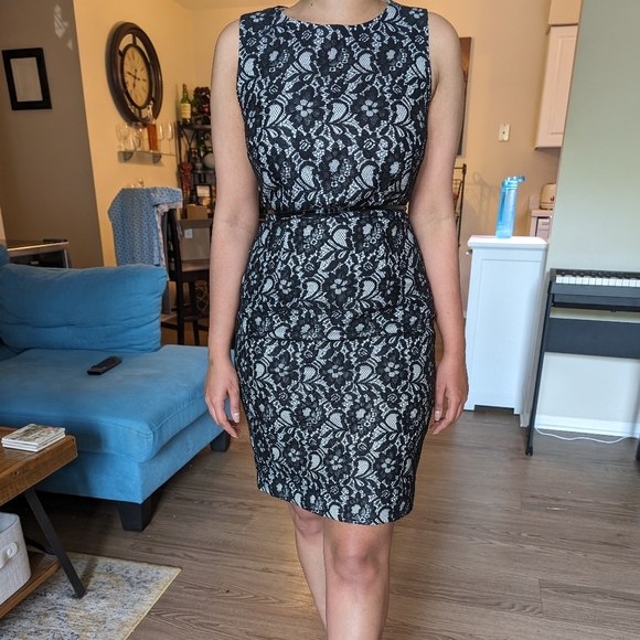 Calvin Klein Black Lace Sheath Dress, 4P - Picture 1 of 4